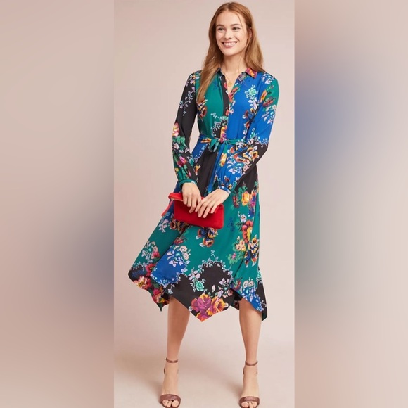 Anthropologie Dresses & Skirts - Anthropologie Multicolor Floral Long Sleeve Dress